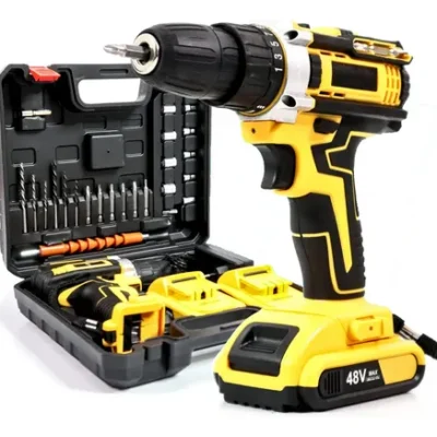 Parafusadeira Furadeira 48v Profissional 2 Baterias Sem Fio Cor Amarelo