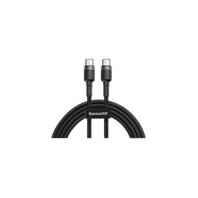 Cabo Baseus Turbo Tipo- C Duplo Cafule 60w Qc 3.0 1m Cor Preto