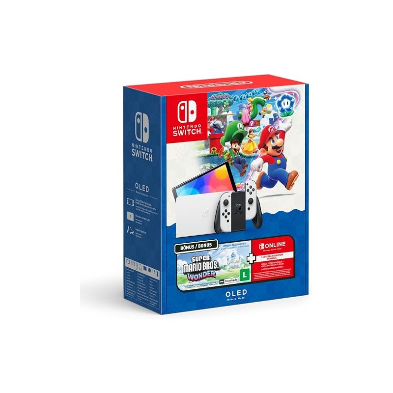 Bundle Nintendo Switch OLED + Super Mario Bros. Wonder + 3 Meses de Assinatura